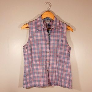 Vintage Cotton Flannel Plaid Vest Button Down